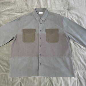 John Elliott Colorblock Overshirt Button-Up – Green/Tan – Men’s 2XL